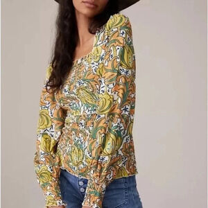 Anthropologie Rayna Smocked Top
